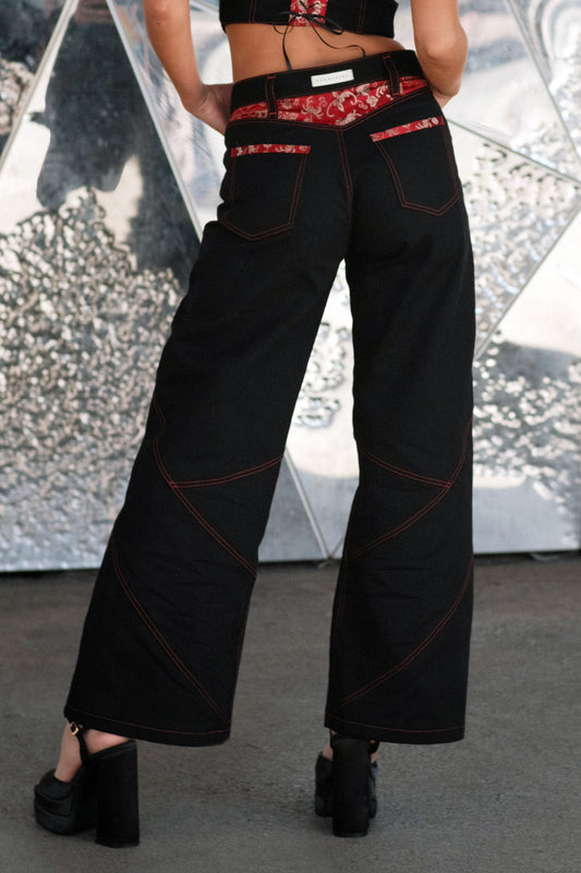 Pantalón Khyoto - Negro y rojo